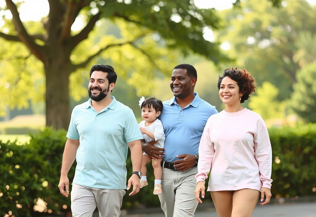 Familie fericită făcând o plimbare în natură
