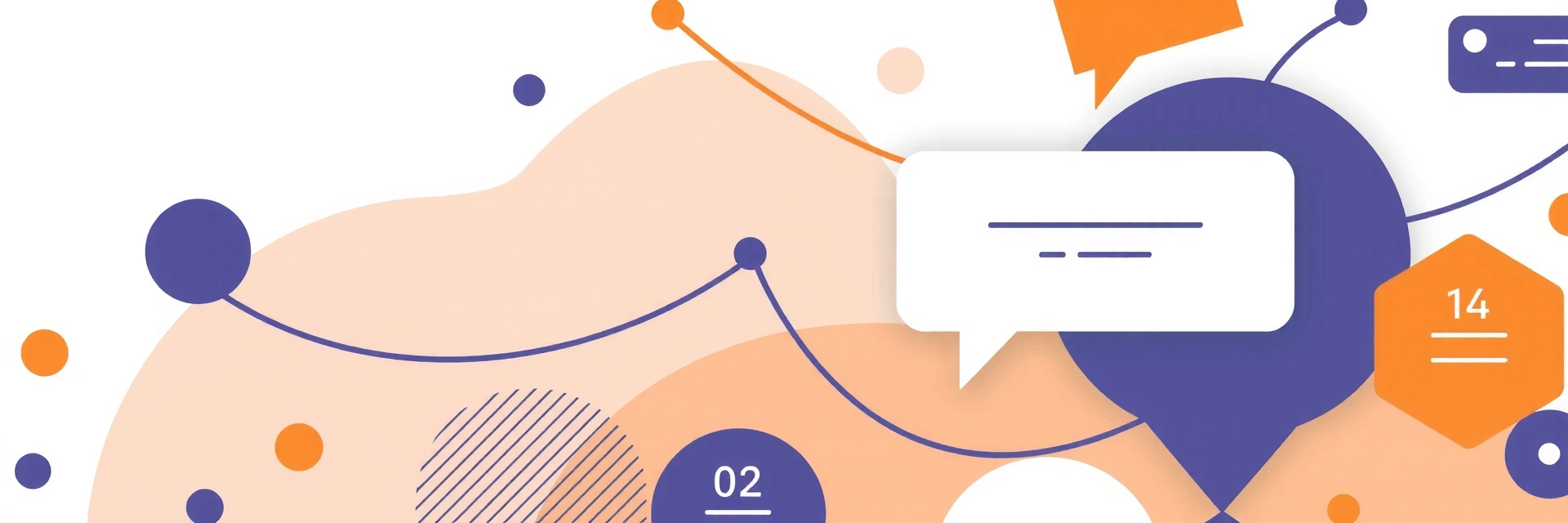 Imagine abstractă a elementelor de comunicare, reprezentând o conexiune ușoară și deschisă.