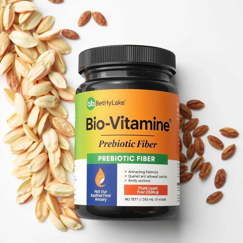 Imagine cu supliment de Fibre Prebiotice Biovitamine, cu ovăz și in în fundal
