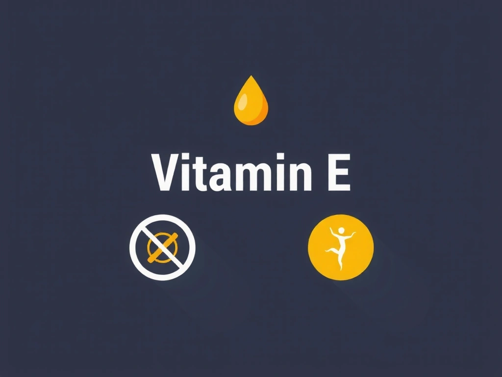 Reprezentare abstractă a vitaminei E, cu simboluri de antioxidare și piele sănătoasă